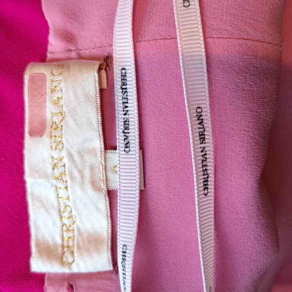 Christian Siriano - Asymmetrical Pink Shoulder Tie Midi Dress (Pink/Orange) - Picture 9 of 9